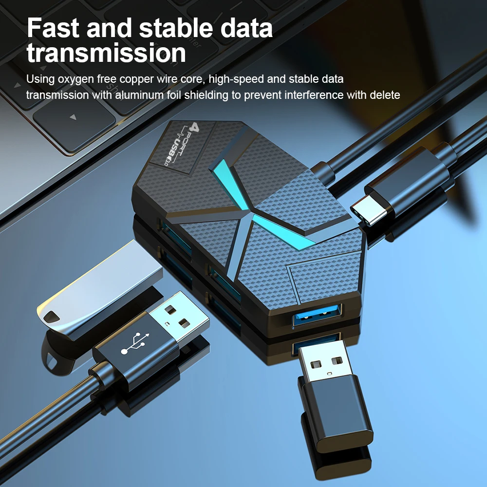 Estación de acoplamiento USB 3,0 HUB tipo C de 7 puertos, adaptador divisor de transmisión de alta velocidad de 5Gbps para ordenador portátil, disco duro, ratón y teclado - imagen 2