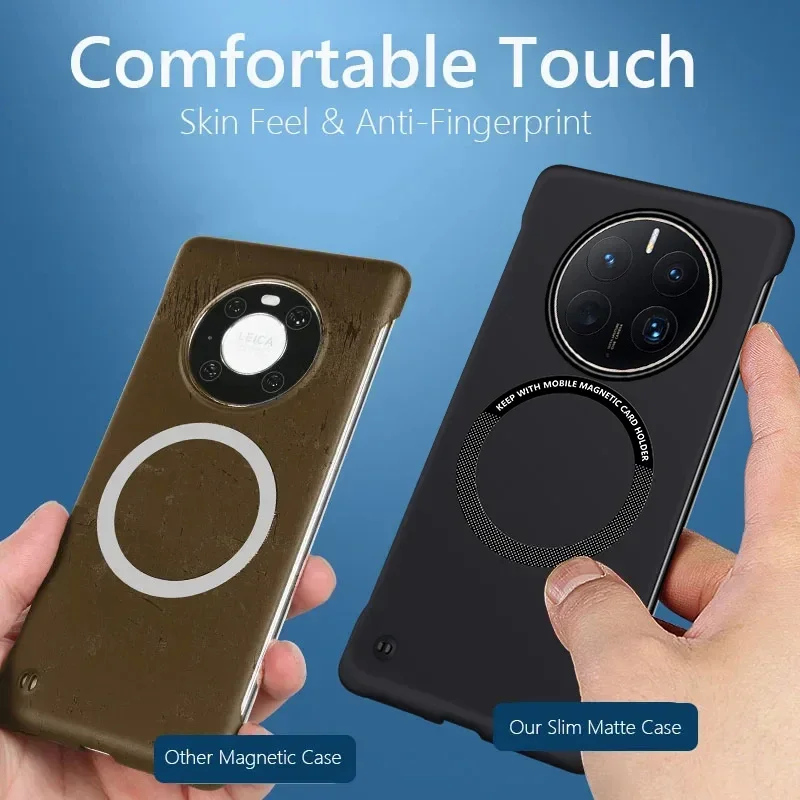 Funda Magsafe magnética ultrafina de lujo sin marco para Huawei Mate 40 Pro 50 Pro, funda trasera mate dura delgada para PC - imagen 4