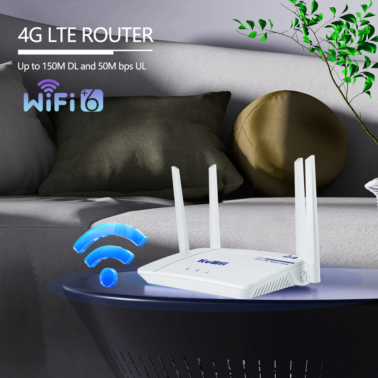 Enrutador KuWFi 2,4G LTE, punto de acceso para el hogar, WiFi 6, enrutador Wifi LAN WAN IPV6/IPV4 con ranura para tarjeta SIM, compatible con cobertura WiFi de 10 usuarios - imagen 3