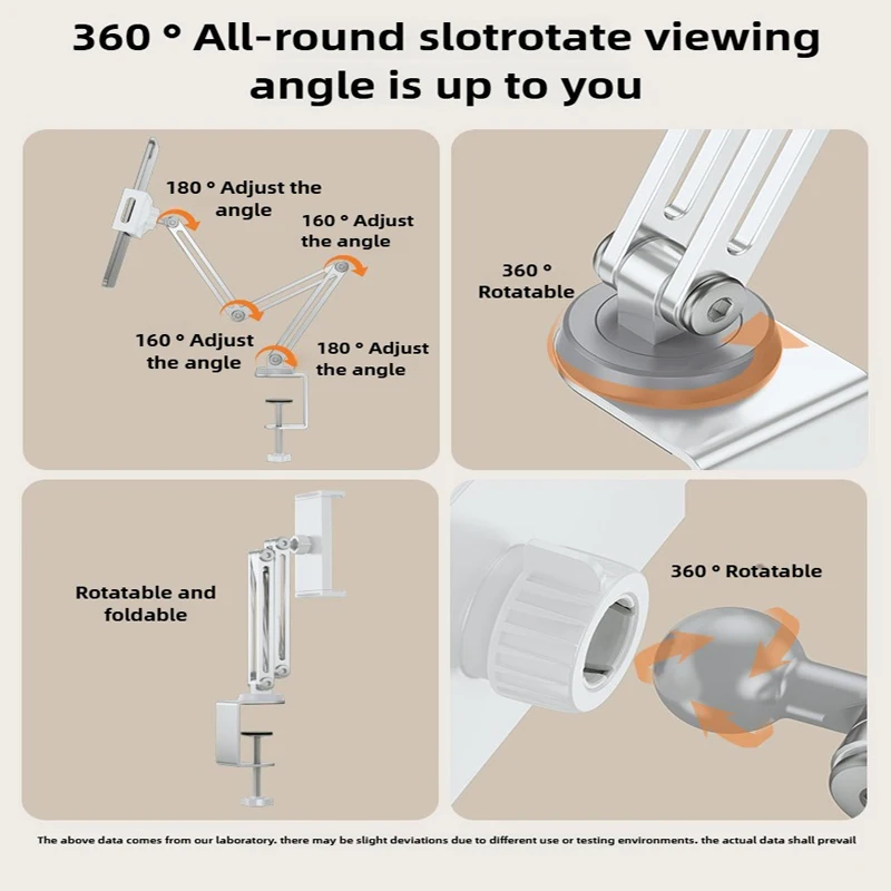 Soporte magnético para tableta para escritorio, soporte ajustable para tableta con soporte de abrazadera, 360 ° Soporte para tableta de aluminio con rotación compatible - imagen 5