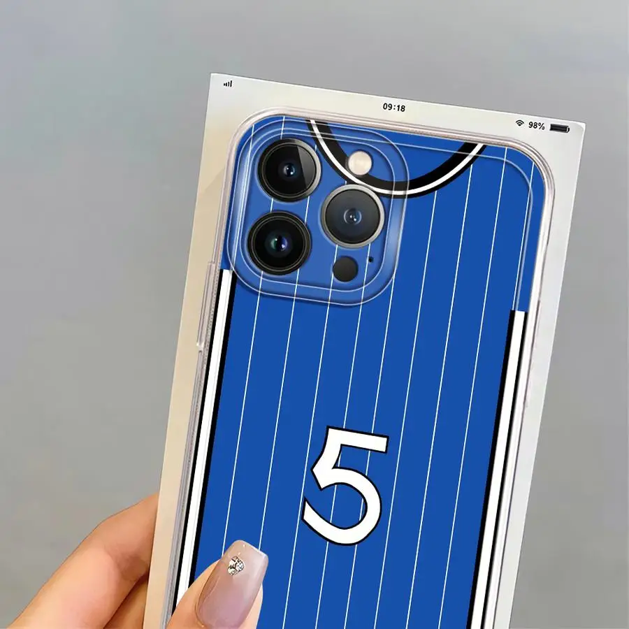 Funda de teléfono transparente con diseño Digital de fútbol para iPhone 16e XR 7 8 SE 13 12 11 Pro Max XS 15 14 16 Plus - imagen 2