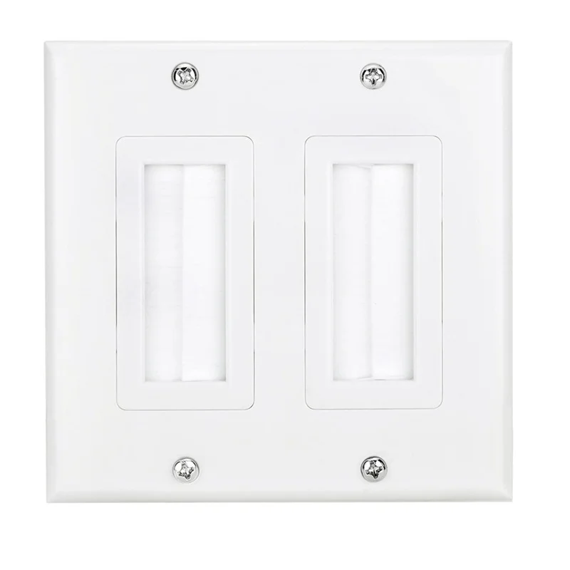 Placa de pared con cepillo, Panel de montaje en pared blanco, placa de pared, Cable de paso a través de Cable de inserción, placa de pared para TV HDMI, sistemas de cine en casa