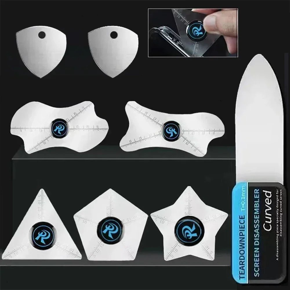 Herramienta de selección de desmontaje de pantalla curva Flexible de Metal ultrafina de 0,1mm para reparación de teléfonos móviles herramienta de selección de desmontaje de pantalla LCD