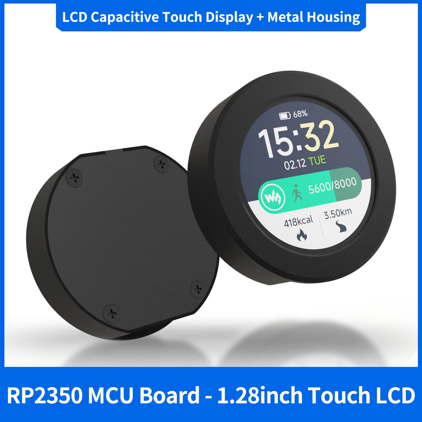 Placa de desarrollo de pantalla táctil RP2350 de 1,28 pulgadas IPS LCD de doble núcleo y doble arquitectura basada en la placa MCU Raspberry Pi RP2350