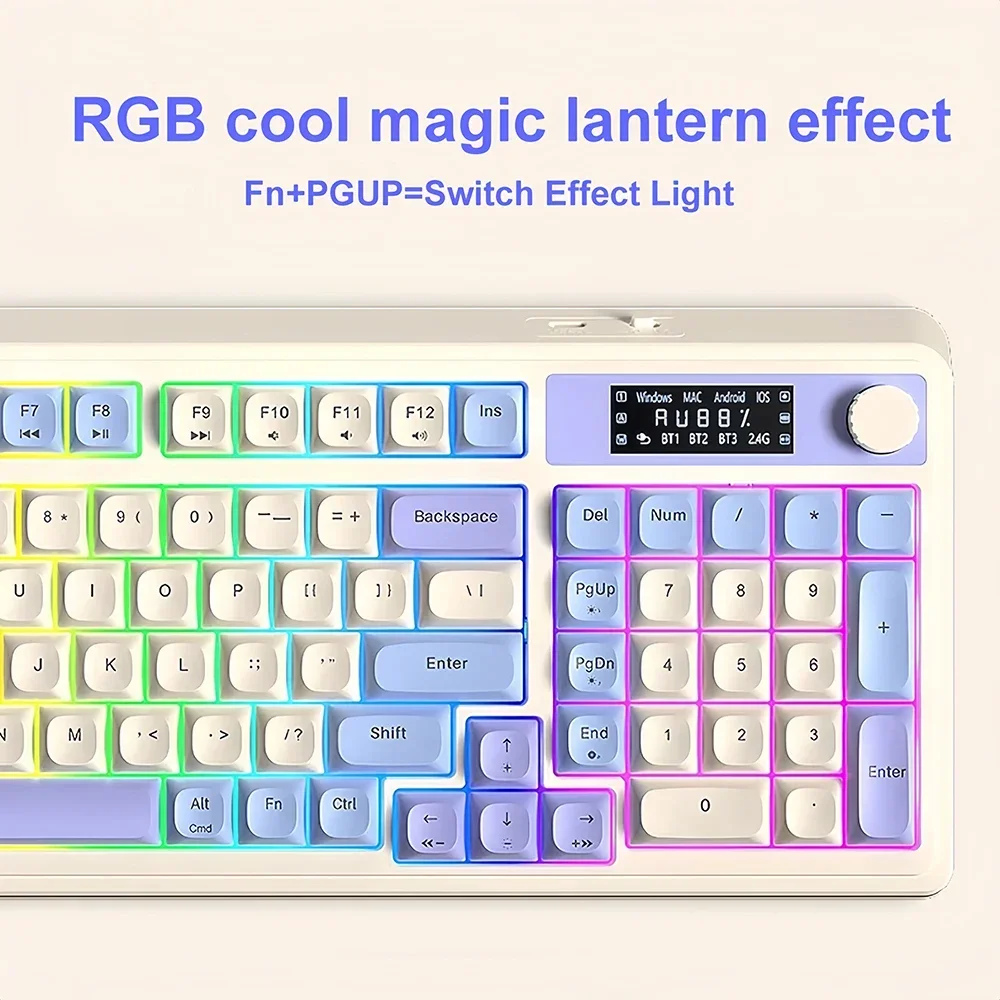 Teclado multimodo Bluetooth/2,4G/teclado con cable con pantalla tres teclados Bluetooth teclado para juegos RGB teclado inalámbrico 2,4G - imagen 5