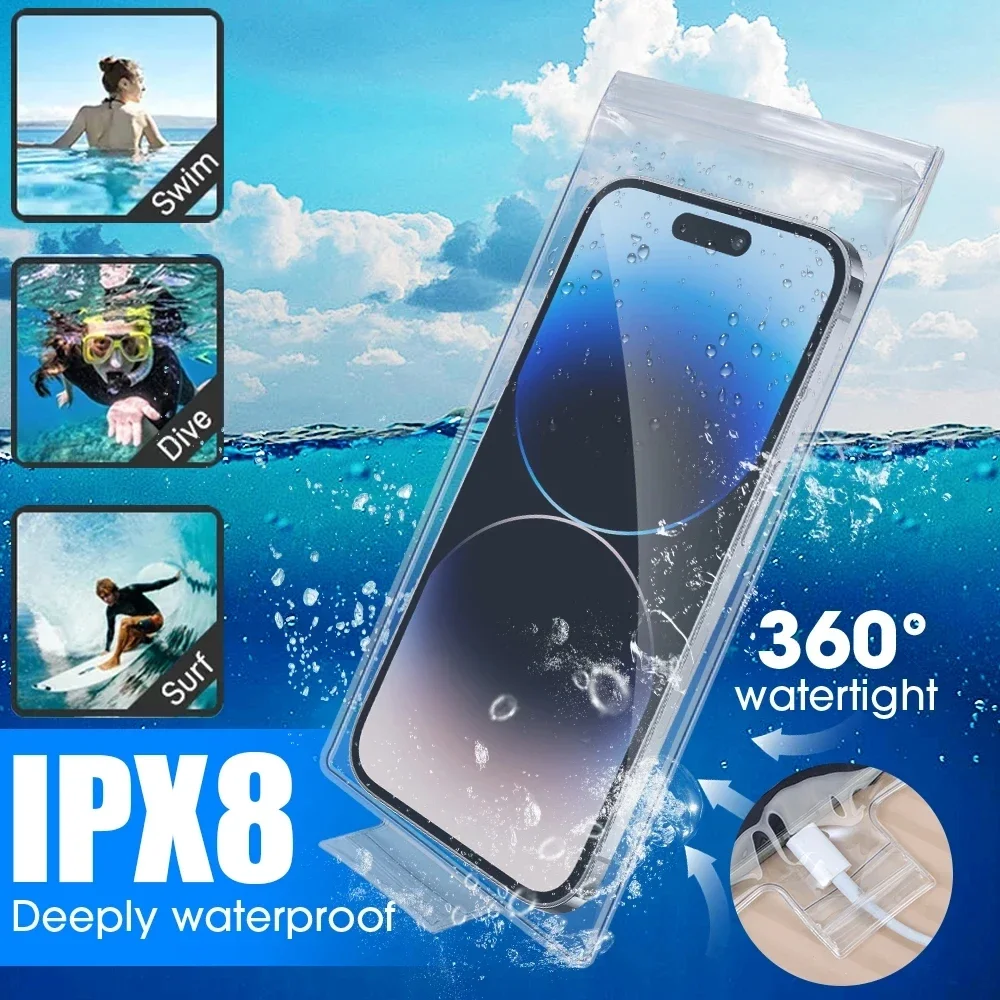 Funda de teléfono impermeable transparente Universal para natación, funda subacuática, funda impermeable para Samsung iPhone 16 Pro Max - imagen 2