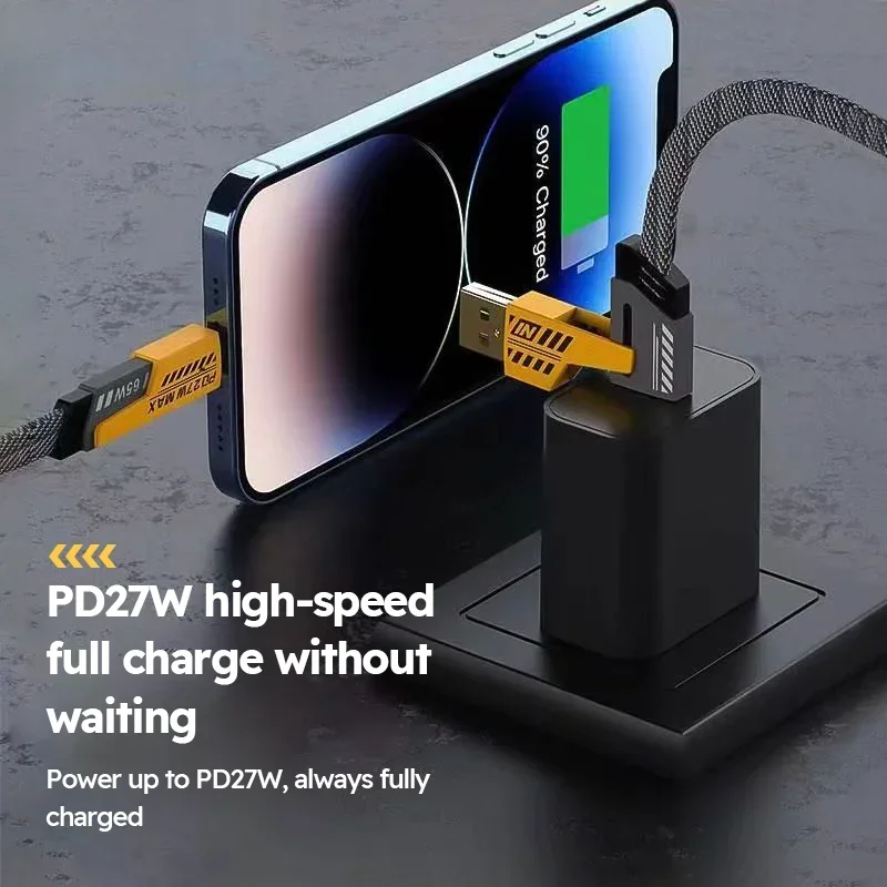 6 uds 4 en 1 65W cable USB de carga rápida tipo C Usb Micro para Iphone Samsung Huawei Xiaomi cable de carga múltiple de múltiples puertos - imagen 5