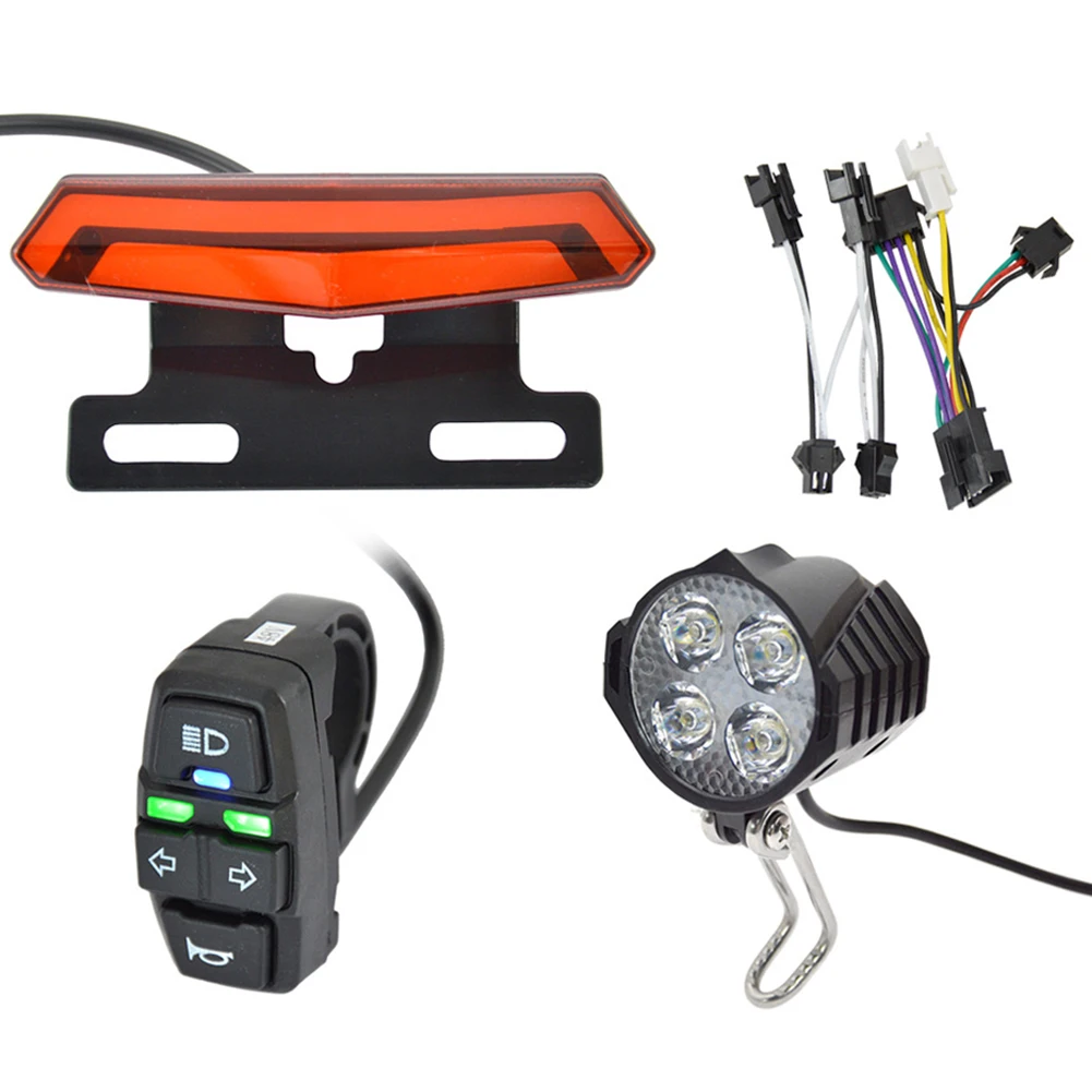 Luz delantera y trasera para bicicleta eléctrica, interruptor de faro con bocina, ahorro de energía, fácil instalación, accesorios eléctricos para bicicleta, 24-48V - imagen 2