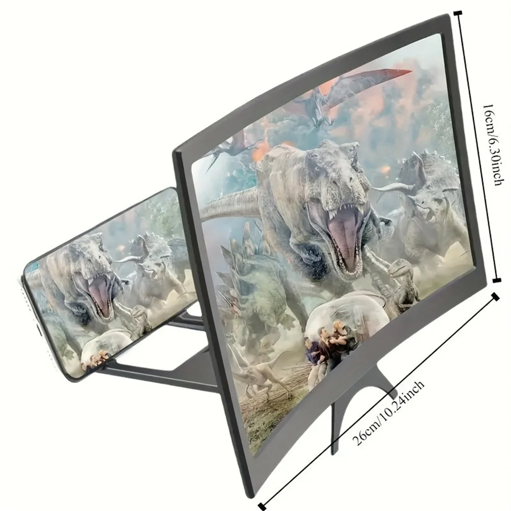 Lupa de pantalla de teléfono curvada 3D HD de 12 pulgadas, soporte amplificador de pantalla grande para teléfono inteligente y TV portátil, soportes para amplificadores de vídeo y películas - imagen 3
