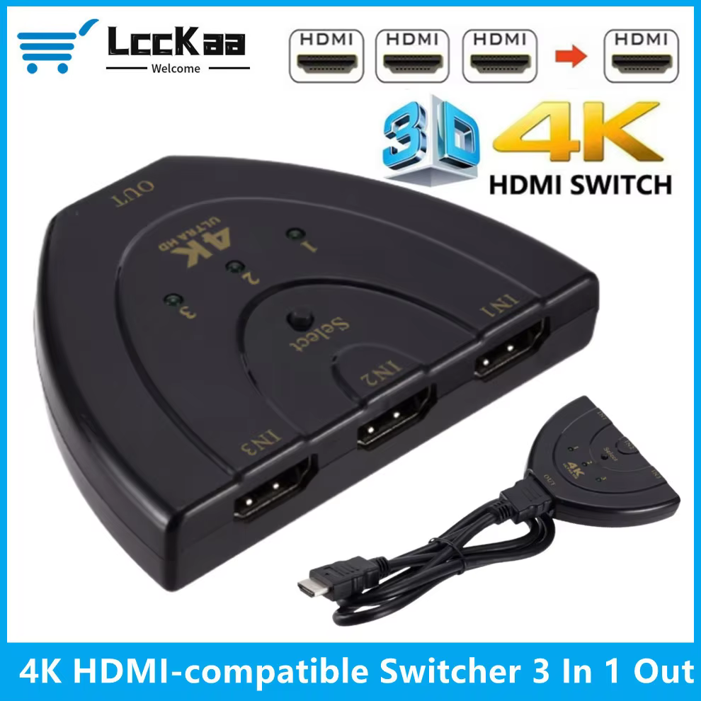 LccKaa Switch HDMI Triple Puerto 4K 3D para TV y Consolas