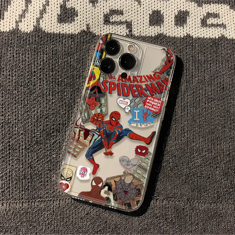 Funda de teléfono con colgante de Spider Man para iPhone 16 15 14 13 12 11 Pro Max 7 8 Plus XR XS Max a prueba de golpes encantadora cubierta anticaída Y2K - imagen 3