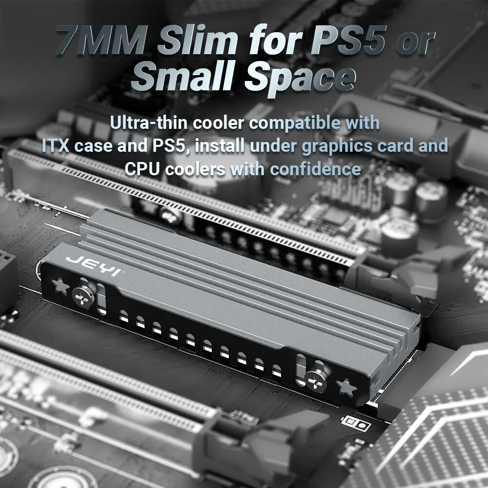 JEYI-disipador de calor M.2 SSD, radiador de refrigeración de SSD 2280 NVME NGFF, Enfriador de aluminio completo con almohadilla de silicona térmica para placa base/PS5 - imagen 5
