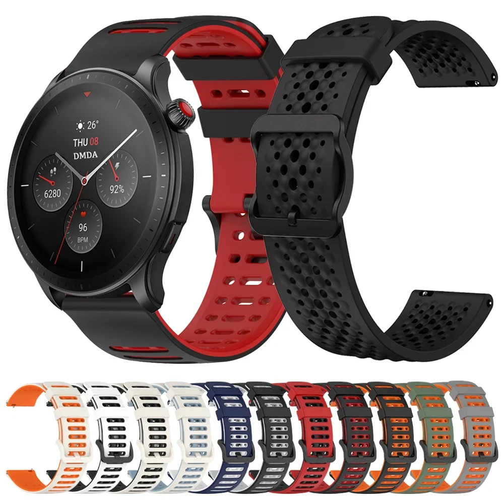 Correa transpirable de 22mm para Huami Amazfit GTR 4 2 2e 47/GTR3 Pro, pulsera deportiva de silicona para reloj Amazfit BALANCE 2/BIP 6 5 - imagen 2