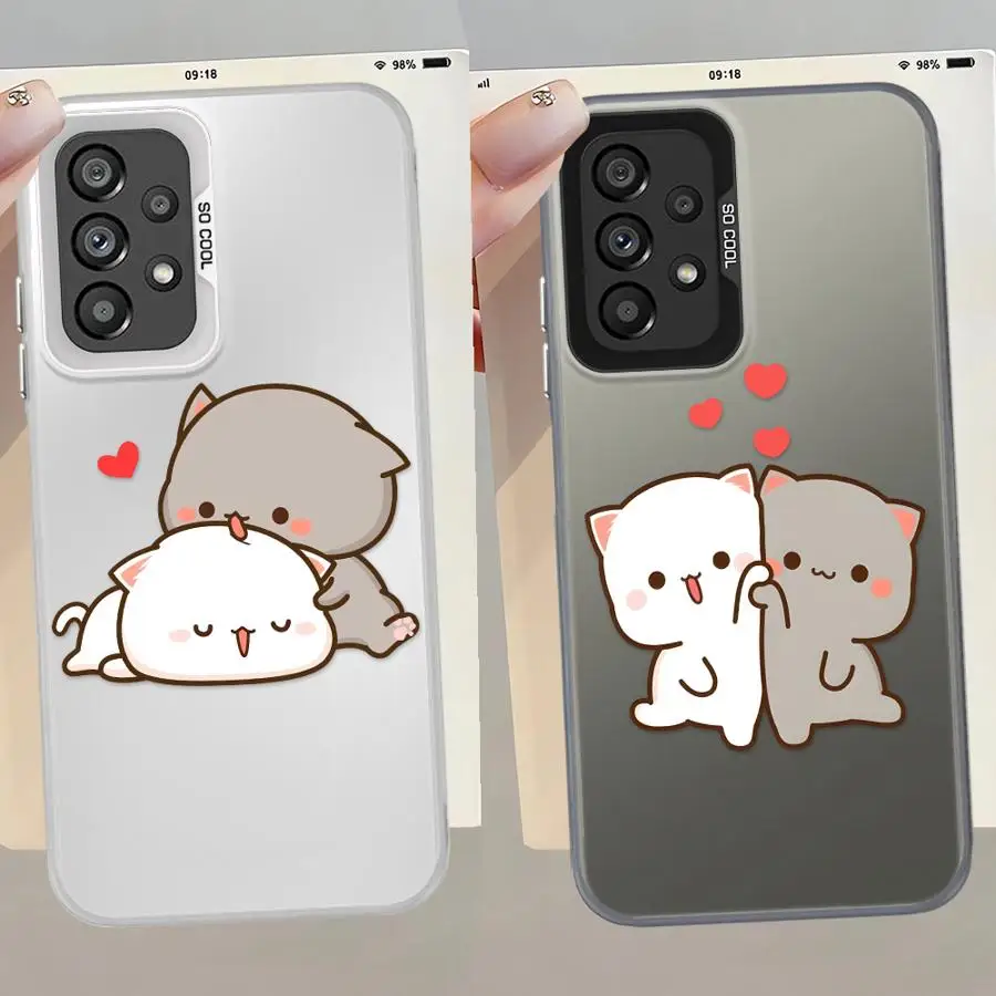 Funda trasera de teléfono con dibujos de pareja de gatos para Samsung Galaxy A13 A20s A11 A04e A03 A50 A06 A15 A14 A16 A02 A12