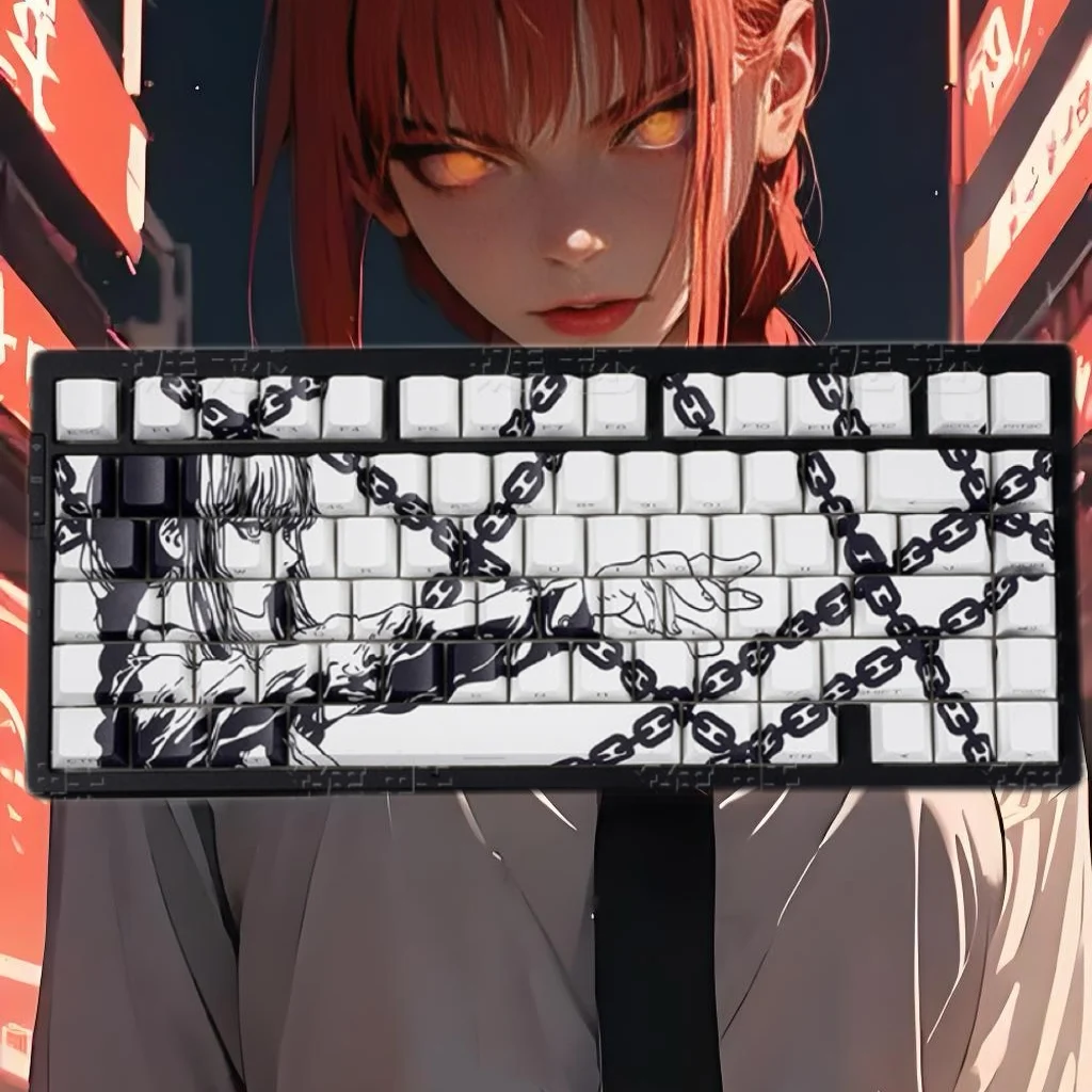 129 teclas blancas Makima Anime Keycaps teclas translúcidas PBT Keycap Chreey Keycaps Dye-sub tapas de teclado mecánico para 64/68/71/108