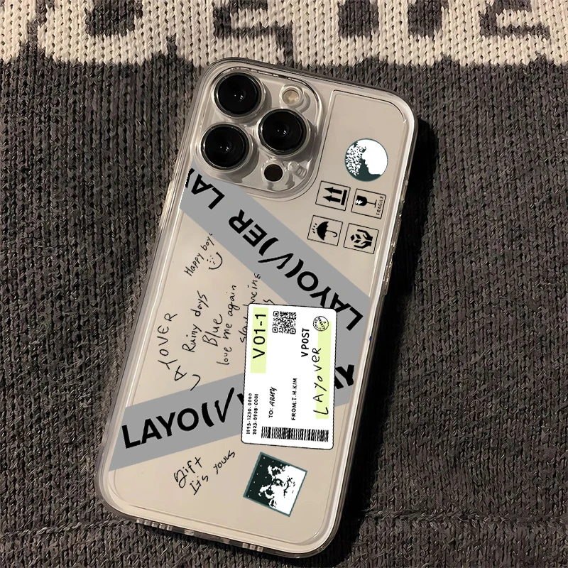 V LAYOVER TaeHyung nueva funda de teléfono para iPhone 16 15 14 13 12 11 Mini Pro Max X XR XSMax 7 8 Plus SE20 cubierta transparente caliente - imagen 3