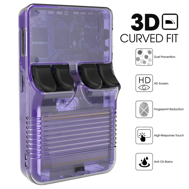 Funda transparente + vidrio para consola de juegos R36S, Kit Protector de pantalla de vidrio templado, funda transparente de silicona suave antiarañazos - imagen 3
