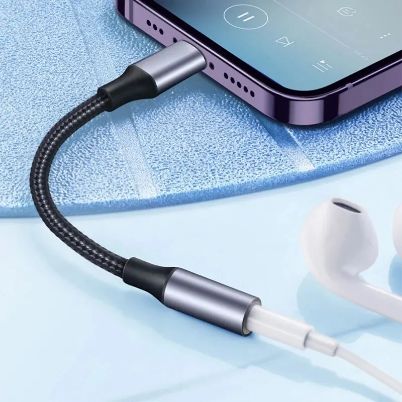 Cable auxiliar Jack de 8 pines a 3,5mm para iPhone 14 13 12 11 Pro Max IOS 14 adaptador macho a hembra conector de auriculares divisor de Audio - imagen 2