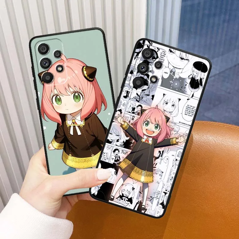 Anya Forger Anime para Samsung Galaxy A54 A55 A56 A70 A71 A72 A73 J4 J6 M02 M11 M12 5G funda de teléfono negra - imagen 2