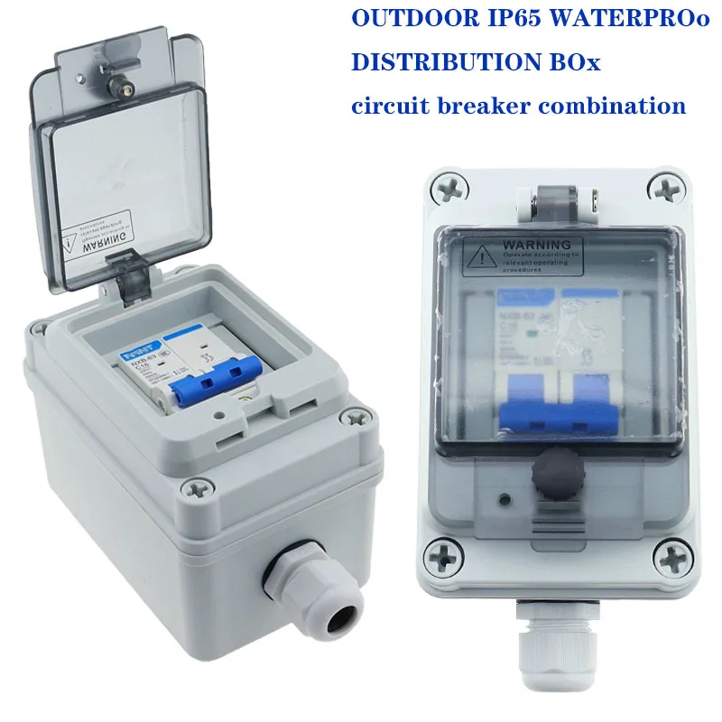 Caja de distribución eléctrica impermeable para exteriores IP65, disyuntor Solar AC DC MCB 63A RCBO, caja de cables de conexiones de plástico ABS - imagen 3