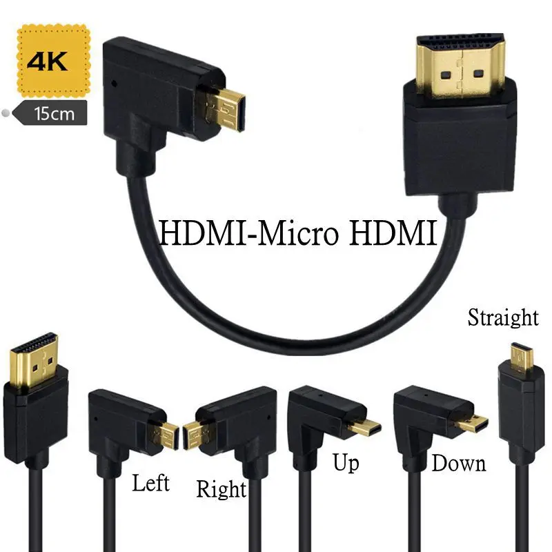 Cable Micro HDMI súper suave, Compatible con Mini HDMI, 3,0 V, macho, Delgado, corto, 2k, 4k, Hd, 60hz, ligero, portátil, 15CM, OD, 2,0mm - imagen 3