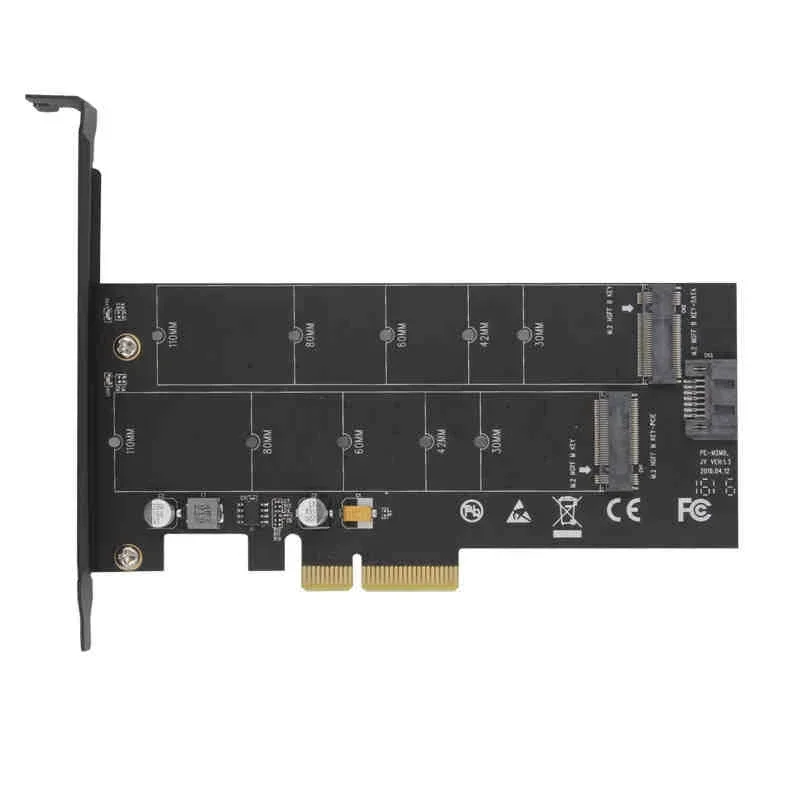 Adaptador M.2 NVMe SSD NGFF a PCI-E X4 M Key B KEY Tarjeta de interfaz dual Soporte PCI Express3.0 Doble voltaje 12v + 3,3 v SATA3