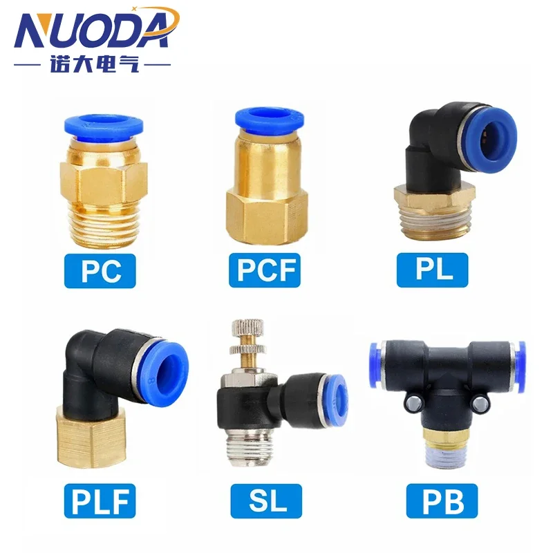 Conector de aire neumático PC/PCF/PL/PB/PLF 4/6/8/10/12mm rosca 1/8 1/4 3/8 1/2 accesorios de tubo de manguera conectores rápidos de tubería - imagen 2