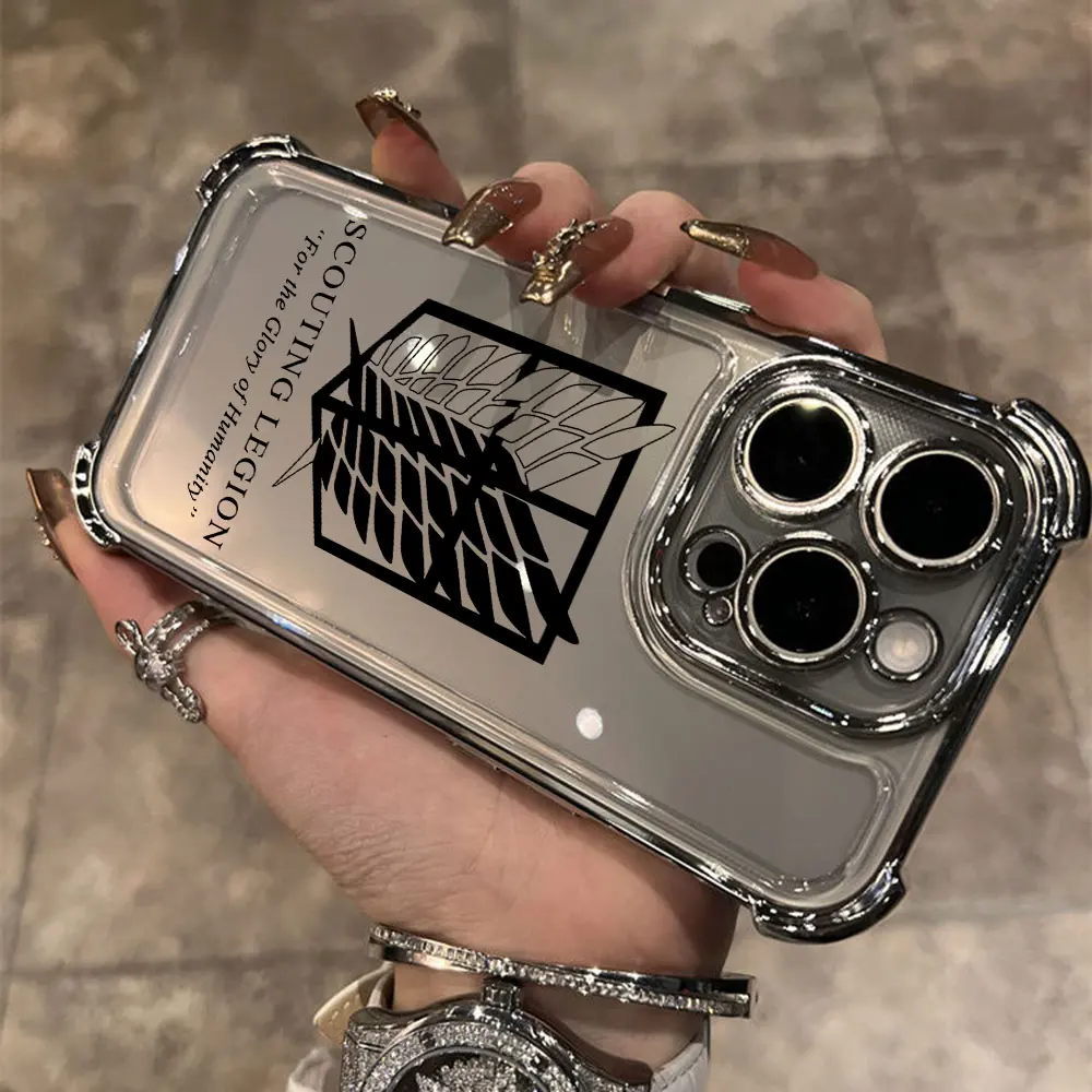 Hot-blooded anime Attack on Titan Plating Phone Case For Xiaomi 14 14Pro 13 13Pro Poco F4 F5 X7 X6 X5 X3 Pro 5G Anti Fall Airbag - imagen 2