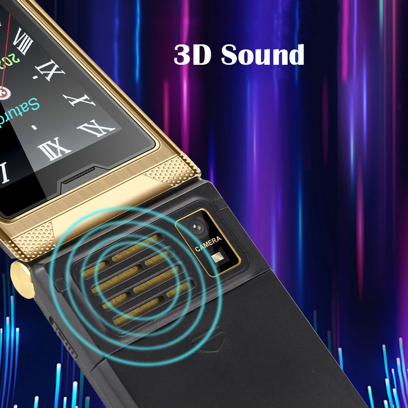 Happyhere F7 teléfonos móviles con tapa pantalla de 2,8 "desbloqueada dial de velocidad celular SOS FM radio senior botón pulsador teléfono móvil barato - imagen 5