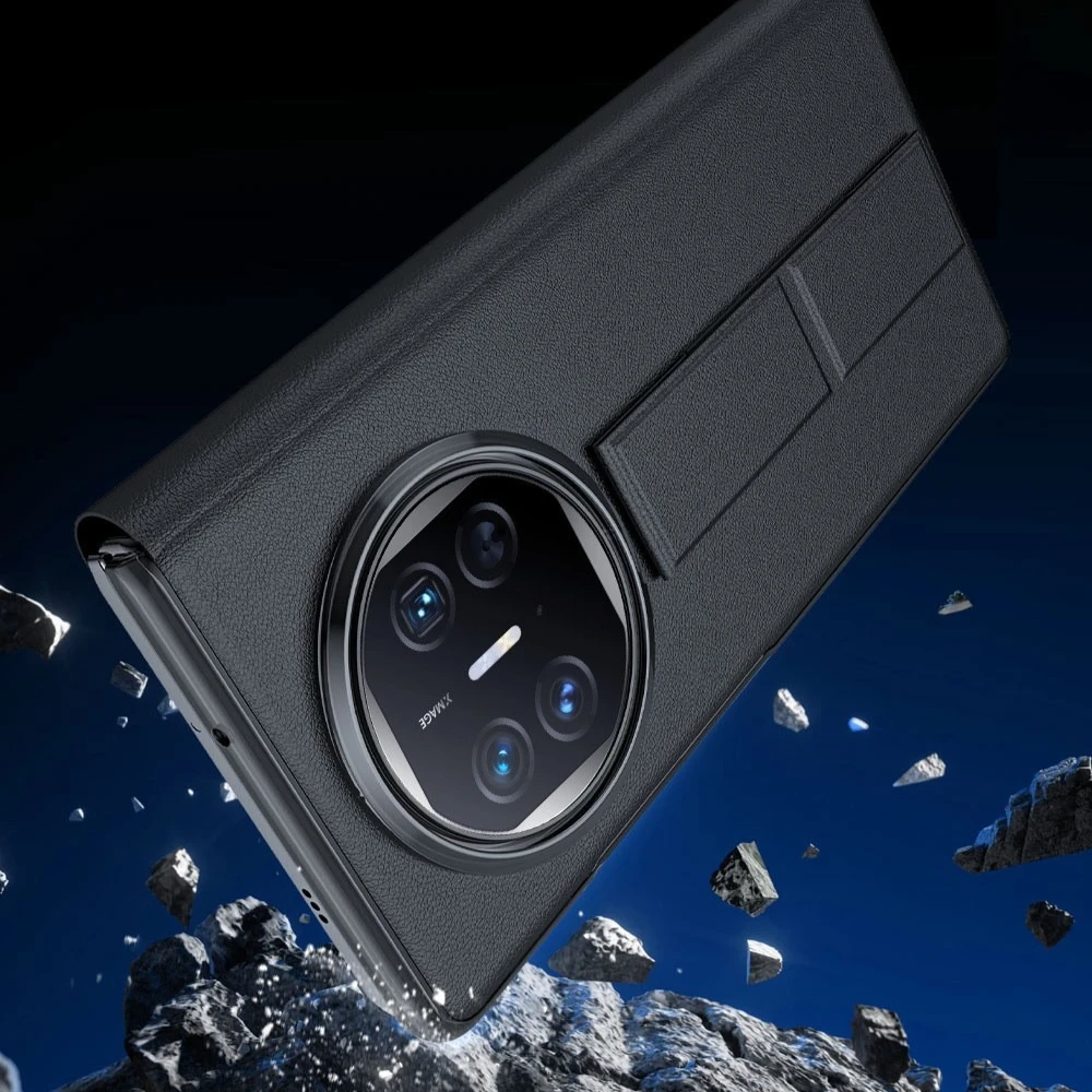 Funda con tapa y soporte de pulsera para HUAWEI Mate X6 X5 X3, Funda de cuero genuino táctil con protección de vista inteligente, Funda Capa para teléfono - imagen 4