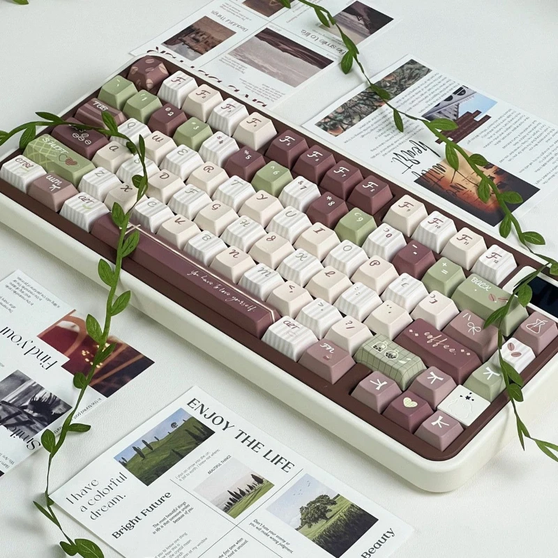 【Matcha Latte】teclas personalizadas con sublimación PBT, perfil de cereza, bonito diseño Original, tecla de punto artesanal para jugadores - imagen 4