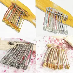 Broche Alfiler de Seguridad Dorado con Strass para Mujer