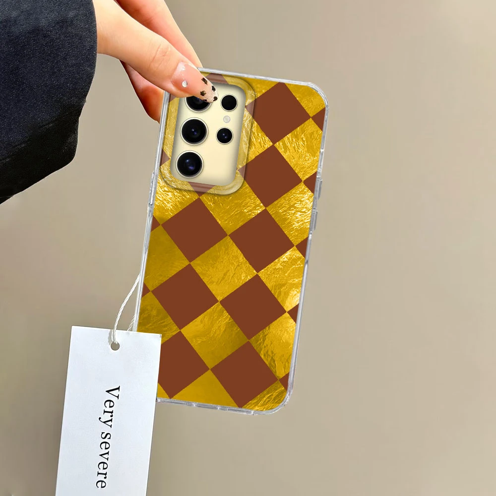  ﻿ Funda de teléfono Vortex con rejilla a cuadros negra para Samsung Galaxy S25 Edge S24 S23 S22 S21 S20 FE Plus Ultra - imagen 5