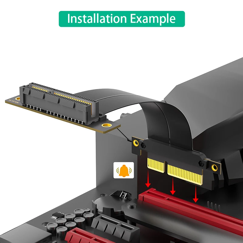 Cable elevador PCIe 4,0 X4, Cable de extensión PCI Express GEN4 4X a 4X Vertical de 90 grados para tarjeta gráfica, extensor de placa base SSD - imagen 5