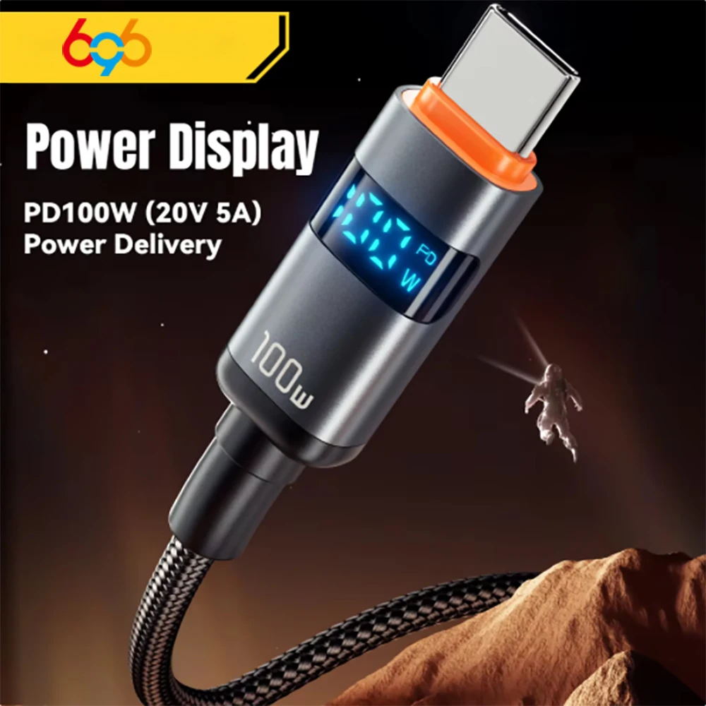 Cargador de carga rápida PD de 100W, Cables de pantalla USB a tipo C, Cable tipo C a tipo C para Huawei, Xiaomi 14, Macbook pro, iPad - imagen 2