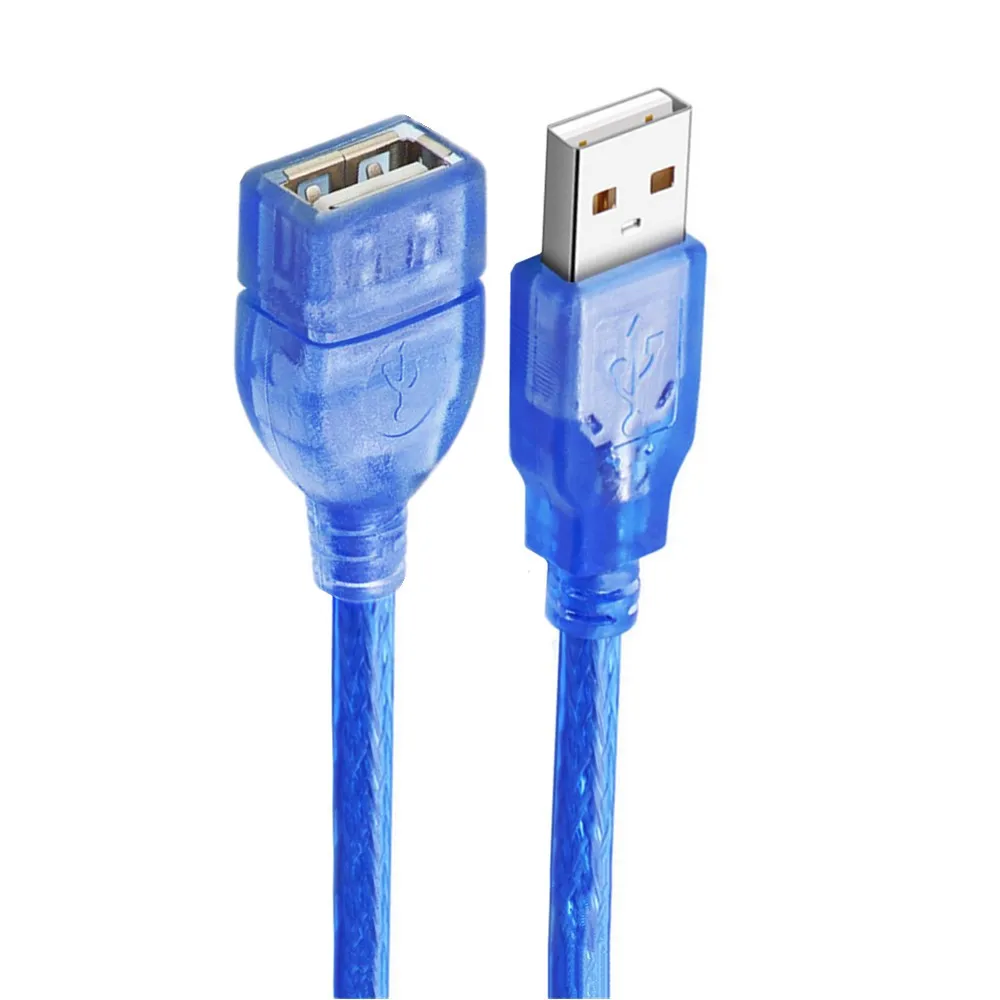 Cable de impresora USB 2,0 USB 2,0 tipo A macho a tipo B lámina macho + blindaje trenzado azul transparente 0,3 M 0,5 M 1,5 m AM-AM,AF-AF - imagen 5