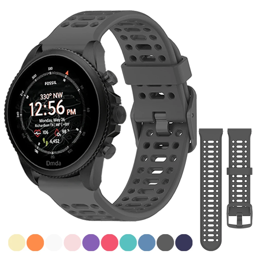 Correa de silicona para Fossil gen 6, 44mm Gen6 gen 5 5e/Gen5 LTE, pulsera de repuesto de 45mm, correa de reloj deportiva transpirable de 20mm y 22mm