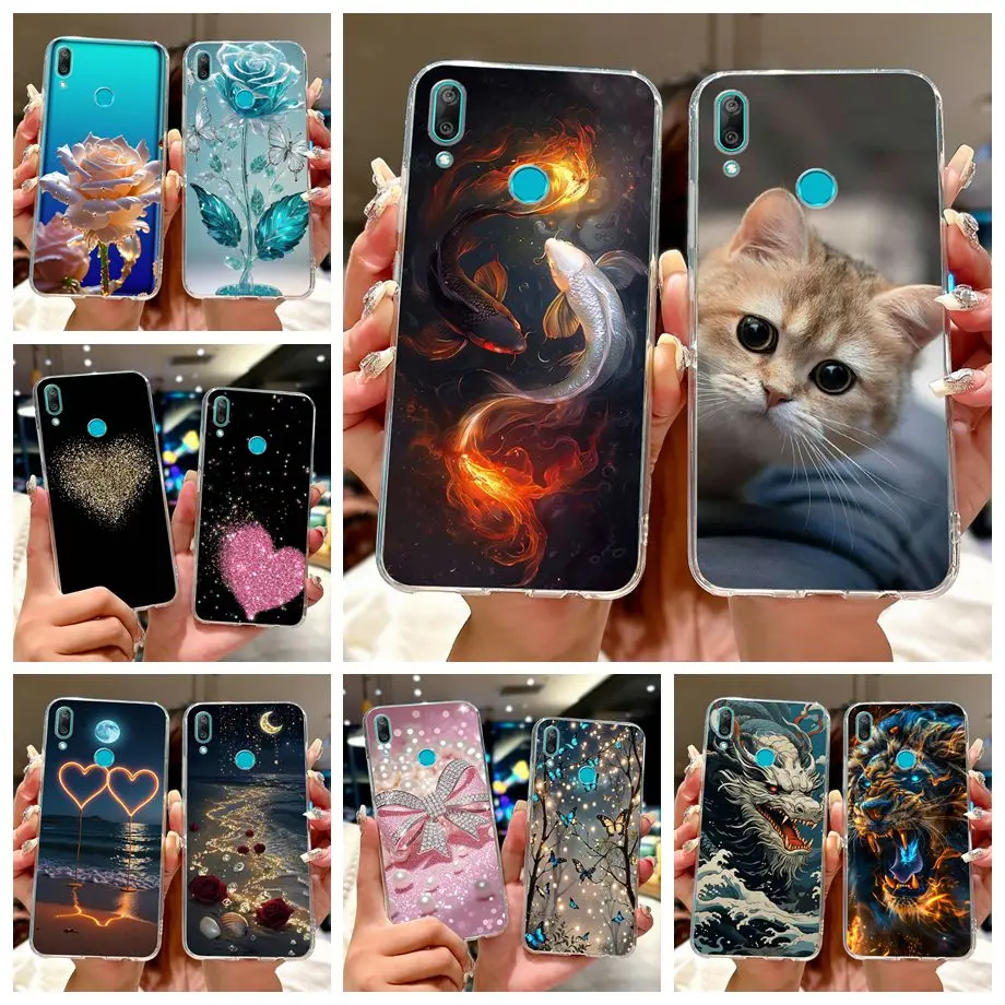 Para Huawei Y7 2019 funda DUB-LX1 Linda funda pintada Koi de la suerte funda de teléfono de silicona suave para Huawei Y7 Prime Pro 2019 Fundas parachoques