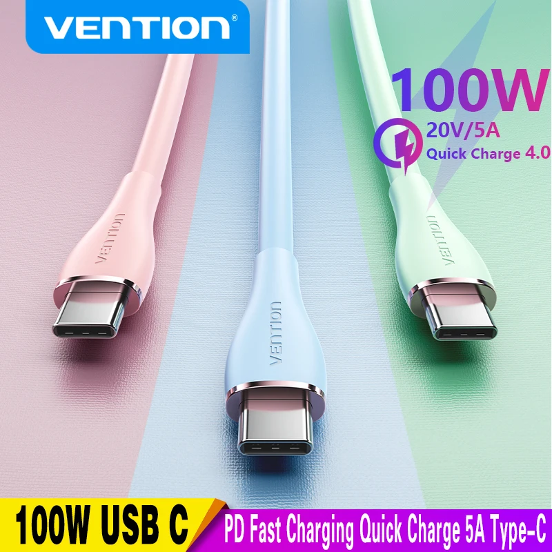 Vention-Cable USB tipo C para MacBook, iPad, Samsung S21, Xiaomi PD, carga rápida, 5A