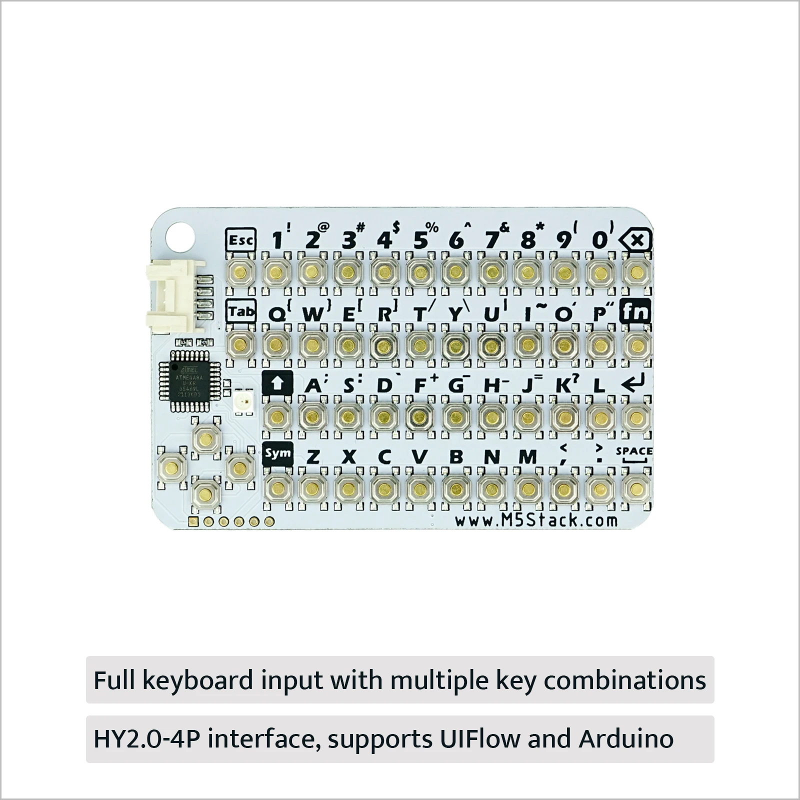M5Stack Oficial CardKB v1.1 Mini Unidad de teclado QWERTY de 50 teclas con MCU ATMega8A, I2C, LED RGB, programable para UIFlow (MEGA8A) - imagen 5