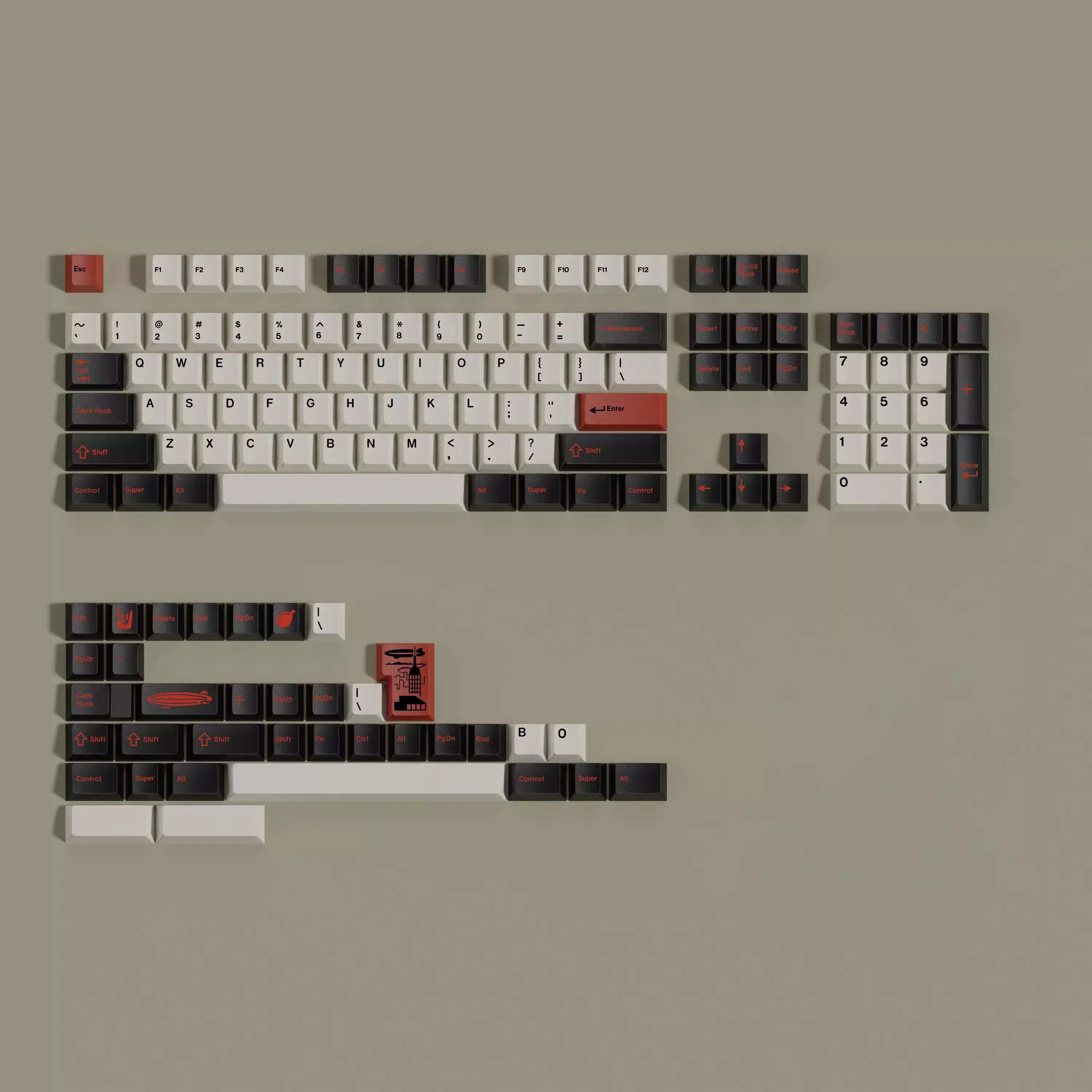 1 Juego de teclas GMK Led Zep, subteclas de tinte PBT, perfil de cereza, teclas a prueba de luz para Alice Wooting, barra espaciadora doble B dividida 7U - imagen 2