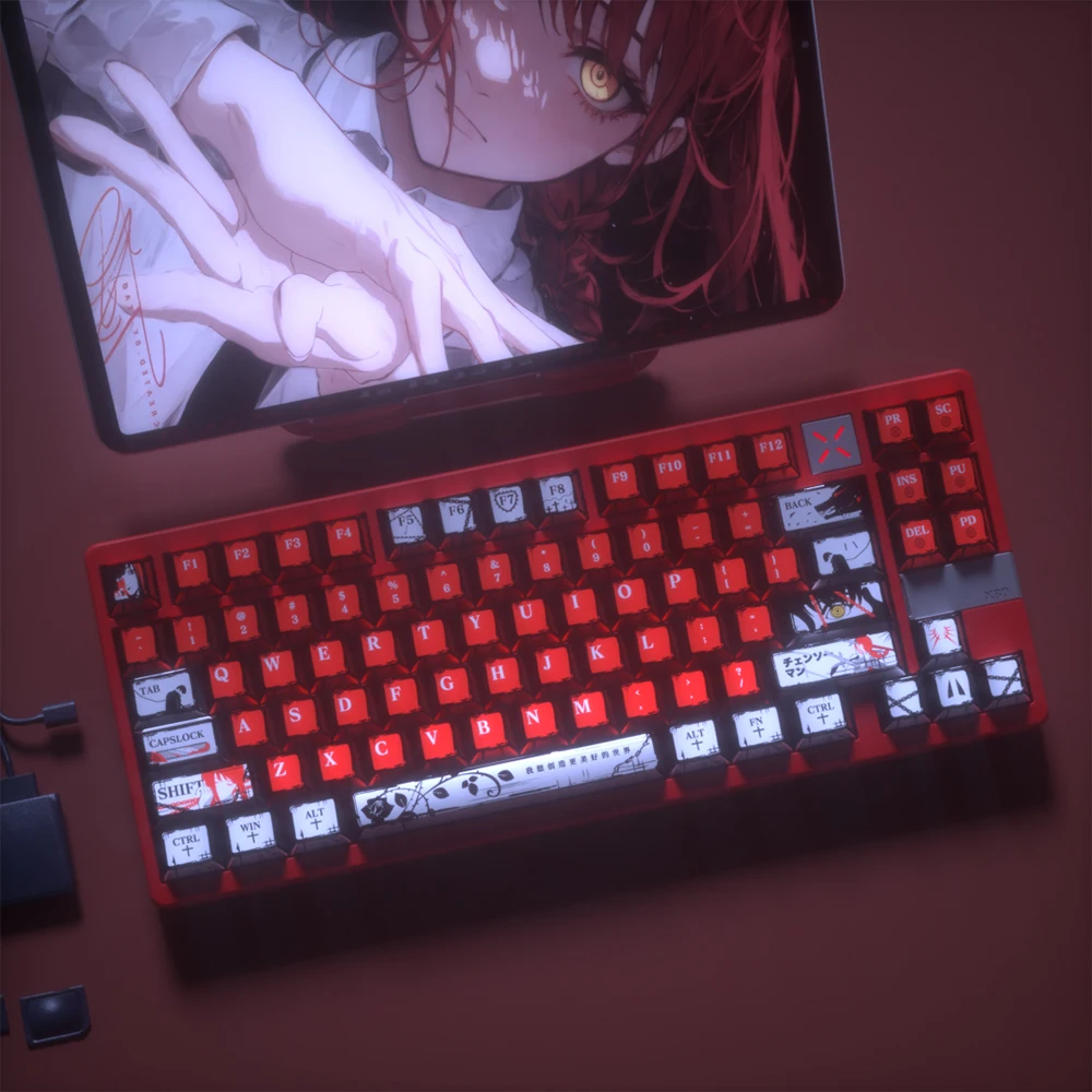 Wooting 60he Wooting 80he teclas con tema de Anime, 126 teclas, teclas PBT Cherry para teclado Lucky65 V2 Aula Hero 68he RS8 Ace68 Fun60 - imagen 4