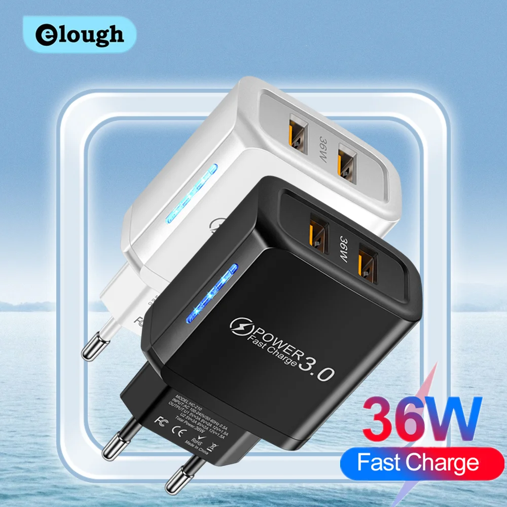 Elough-cargador USB tipo C de 36W, adaptador de carga rápida para iPhone 13 14, iPad, Xiaomi, Samsung QC PD 3,0