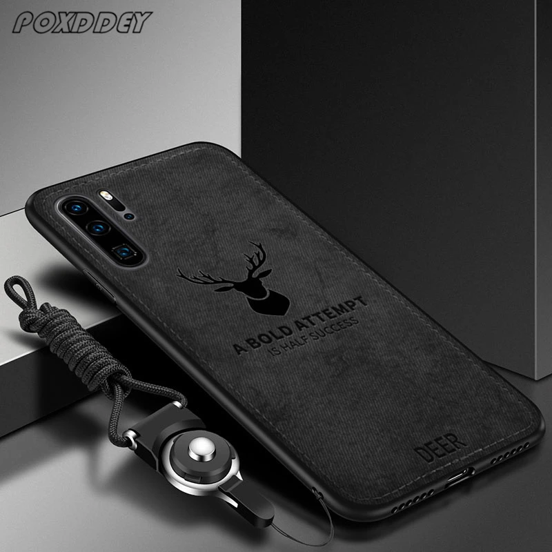 Funda Huawei Honor con logotipo ciervo retro y cordón colgante