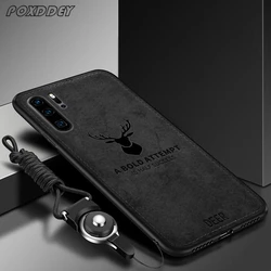 Funda Huawei Honor con logotipo ciervo retro y cordón colgante