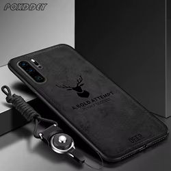 Funda Huawei Honor con logotipo ciervo retro y cordón colgante