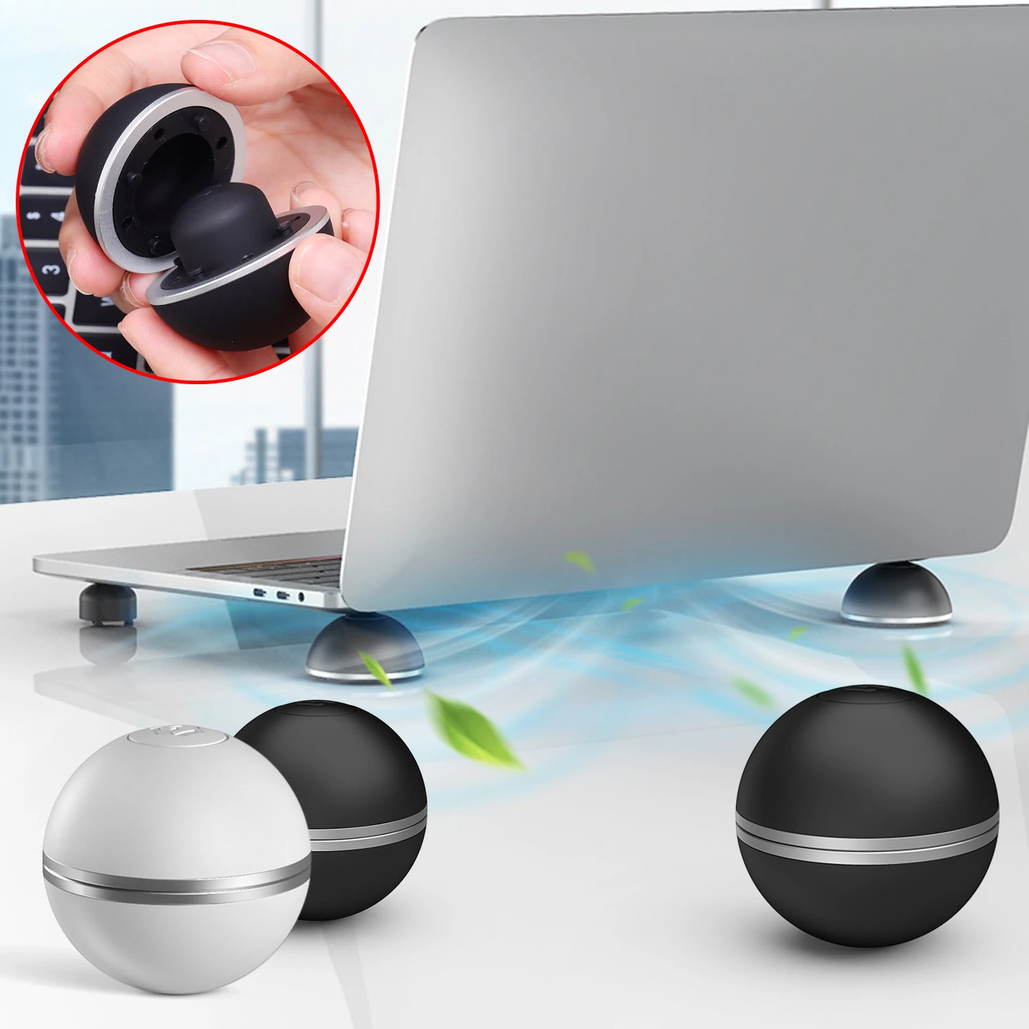 Soporte portátil para ordenador portátil, almohadilla de refrigeración para Notebook, PC, soporte antideslizante con forma de bola para accesorios de ordenador doméstico