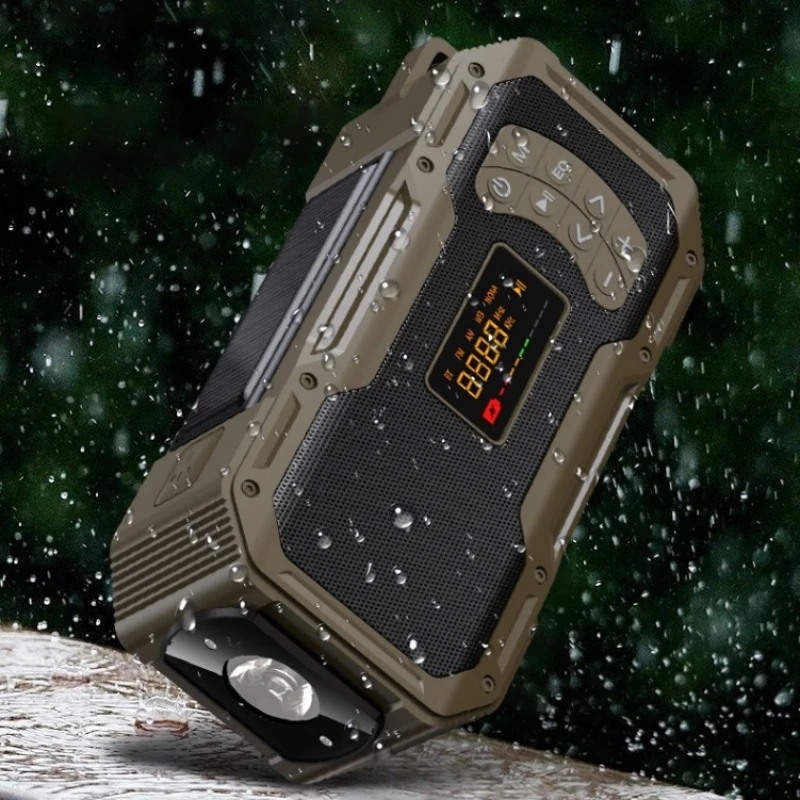 Radio de emergencia con sonido, manivela portátil multifuncional, Radio Solar, altavoces inalámbricos Bluetooth 5,0, AM/FM, Banco de energía de 5000mAh - imagen 2