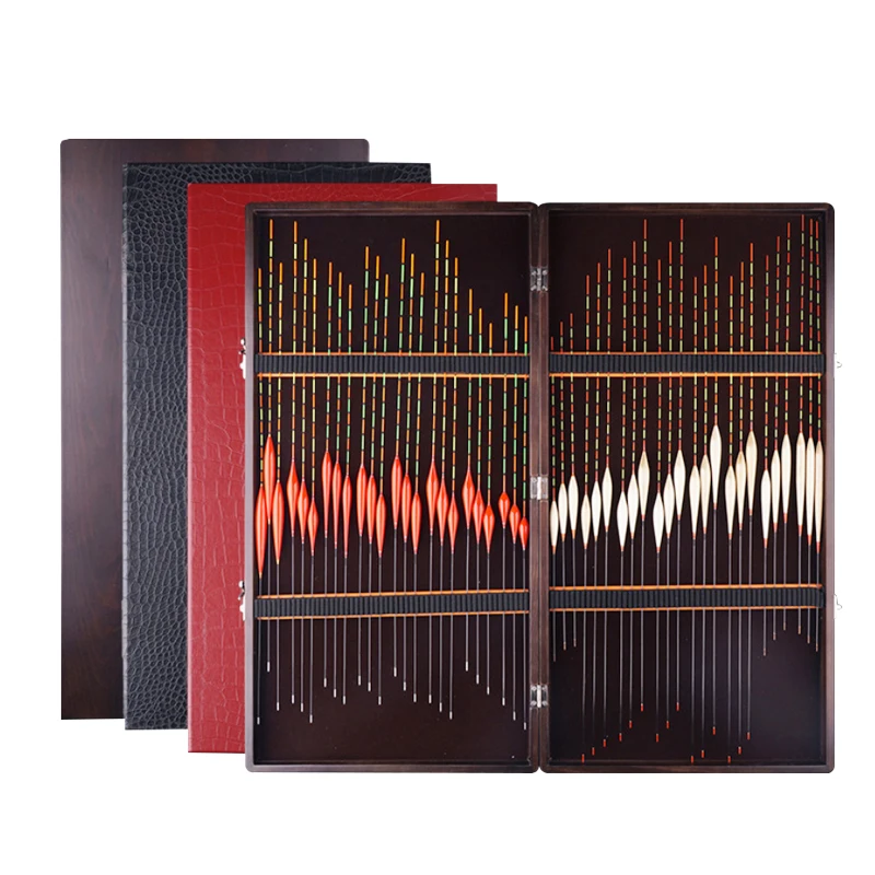 Caja expositora de muestras de flotadores de pesca, capa flotante resistente al agua de madera de Paulownia, funda protectora, accesorios de pesca, 1 unidad