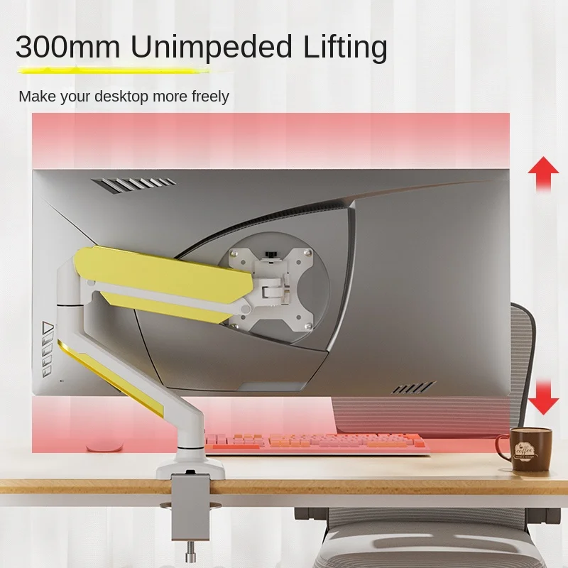 Soporte de brazo para monitor de escritorio HILLPORT - Soporte con resorte de gas de 14-34", soporte para monitores y televisores LCD/LED, giratorio/inclinación/rotación M1 - imagen 5